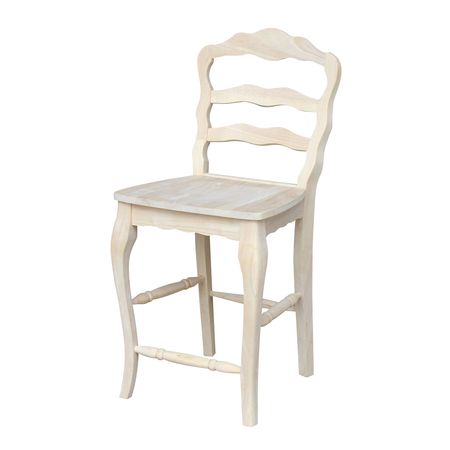 INTERNATIONAL CONCEPTS Versailles Counter Height Stool, 24" Seat Height, Unfinished S-9202